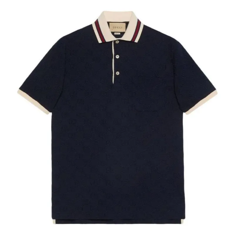 Gucci Cotton Polo Shirt With GG Embroidery 'Dark blue' 768631-XJF5A-4560 sold by KicksCrew