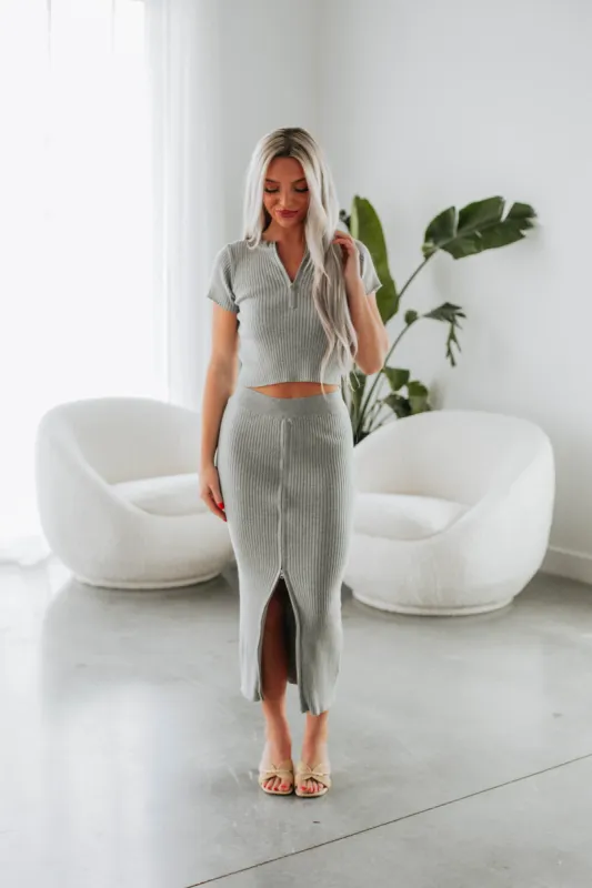 Tresia Ribbed Midi Skirt sold by Wild Oak Boutique