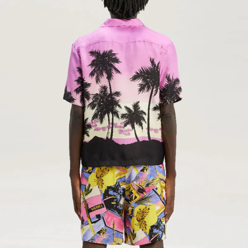 Palm Angels SS23 Palm Tree Print Silk Shirt 'Purple Black' PMGA110S23FAB0043710 sold by KicksCrew
