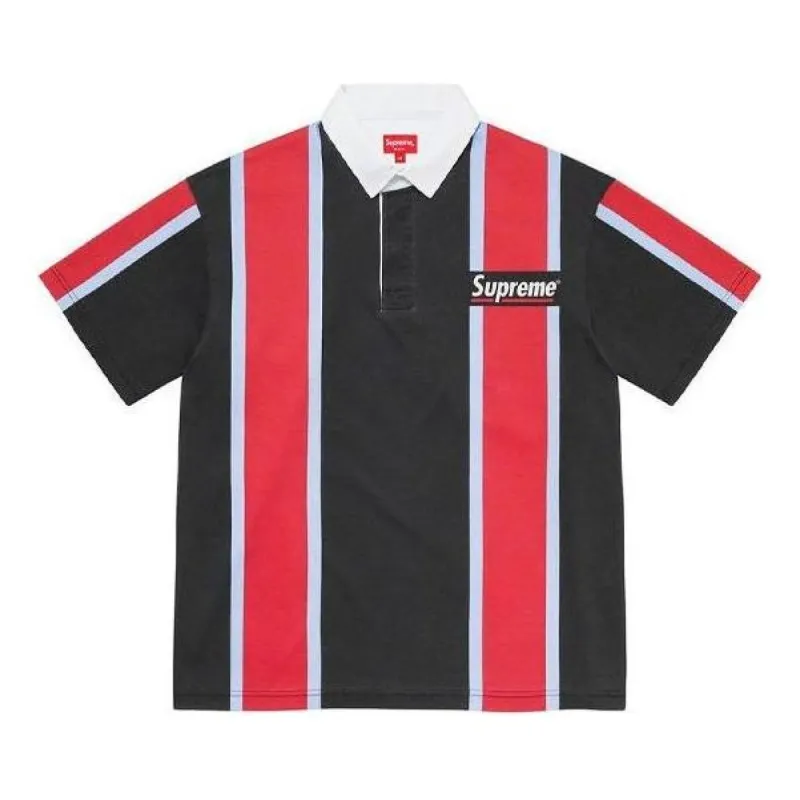 Supreme Stripe S/S Rugby 'Black Red White' SUP-SS21-639 sold by KicksCrew