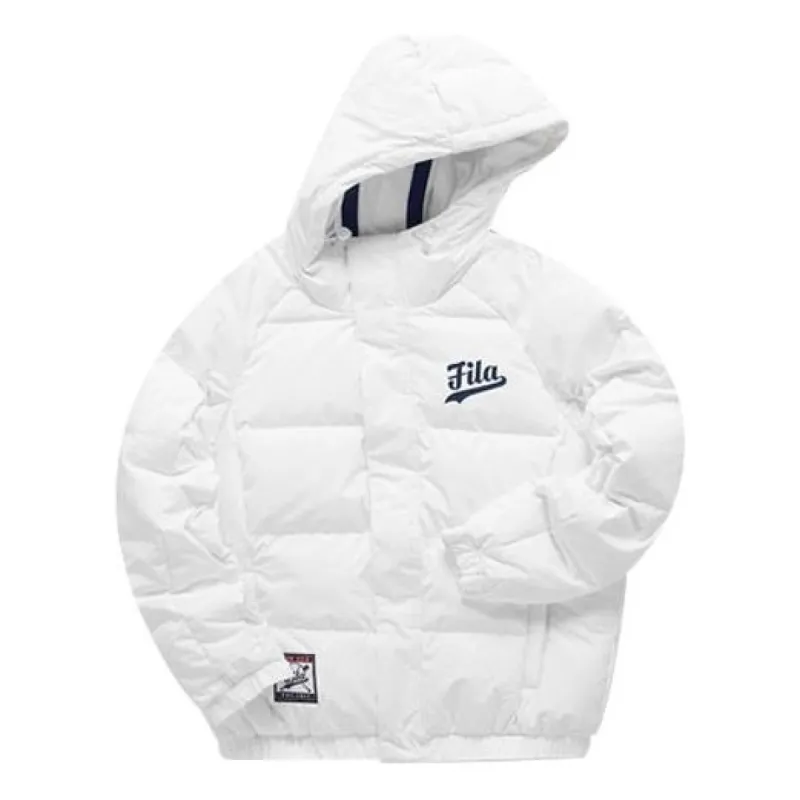 FILA FUSION Logo Print Down Jacket 'White Black' T11M042902F-WT sold by KicksCrew