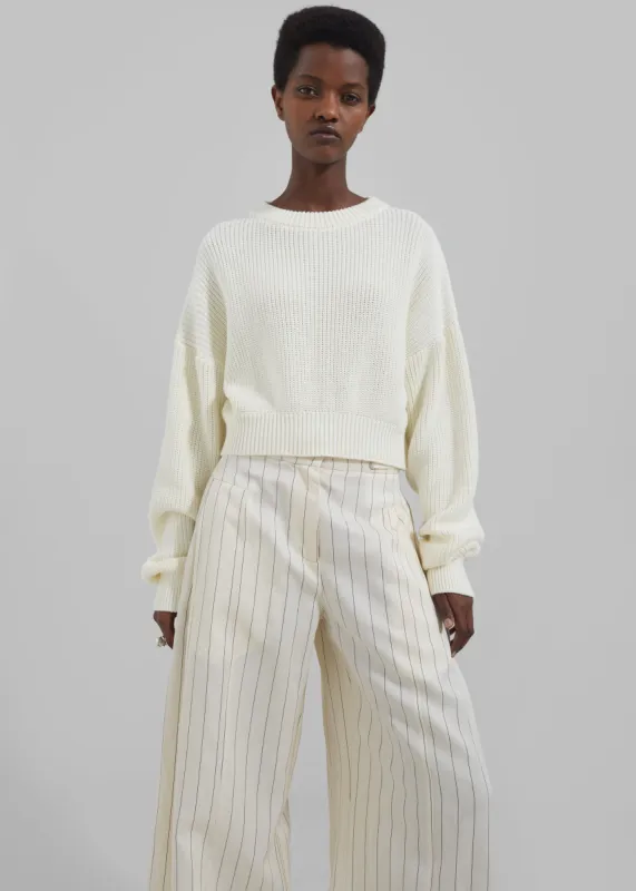 Teague Cropped Sweater - White sold by Frankie Shop