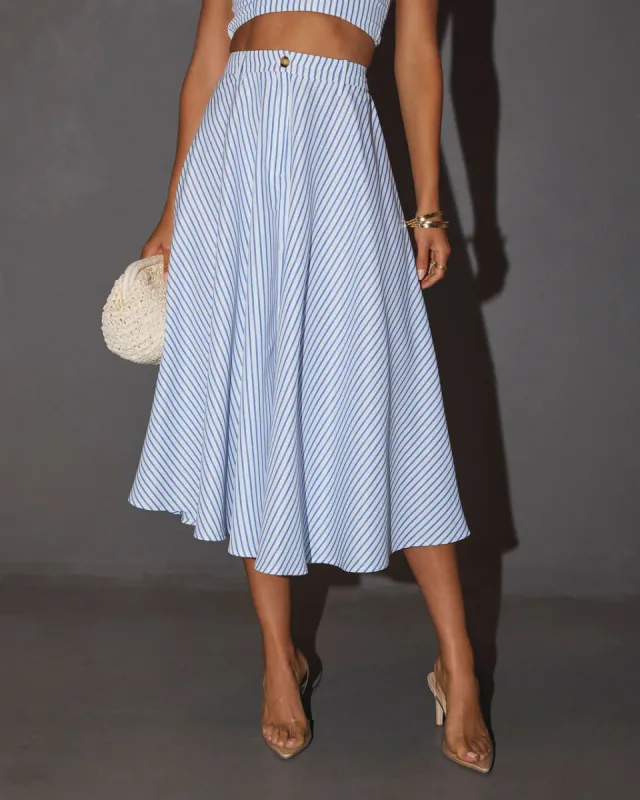Lorie High Waisted Striped Midi Skirt sold by Vici