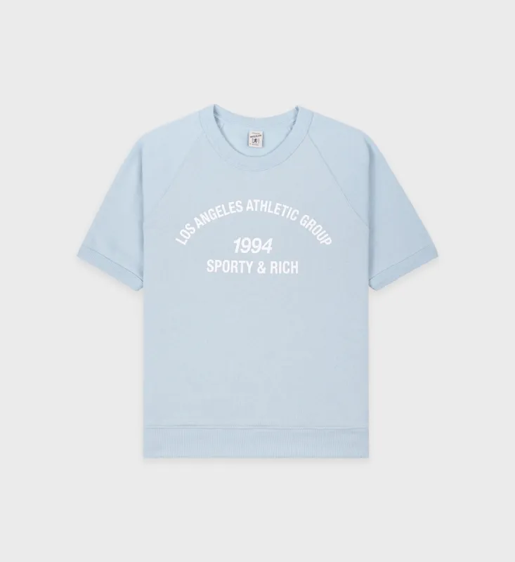 LA Athletic Group Short Sleeve Crewneck - China Blue/White sold by Sporty and Rich