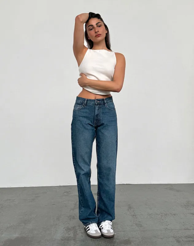 Mid Rise Slim Parallel Jeans in Mid Blue Used sold by Motel Rocks