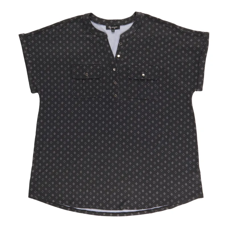 lily morgan Women's Plus Printed V-Neck Blouse sold by Giant Tiger