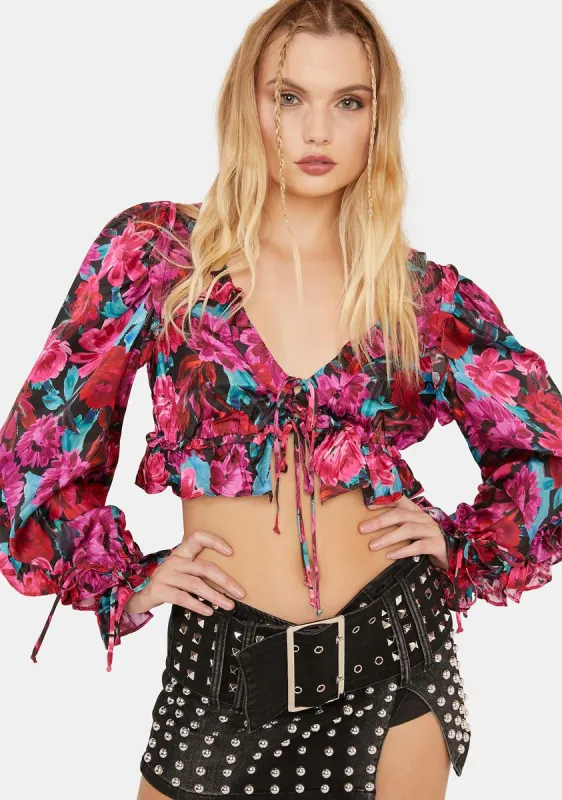 Scarlett Ruffle Crop Top sold by Dolls Kill