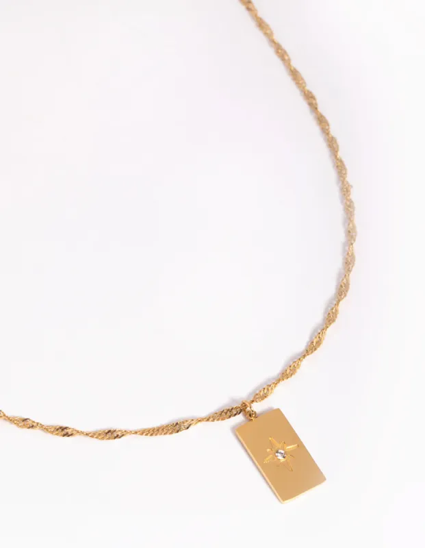 Waterproof Gold Plated Stainless Steel Diamante Star Necklace sold by lovisa