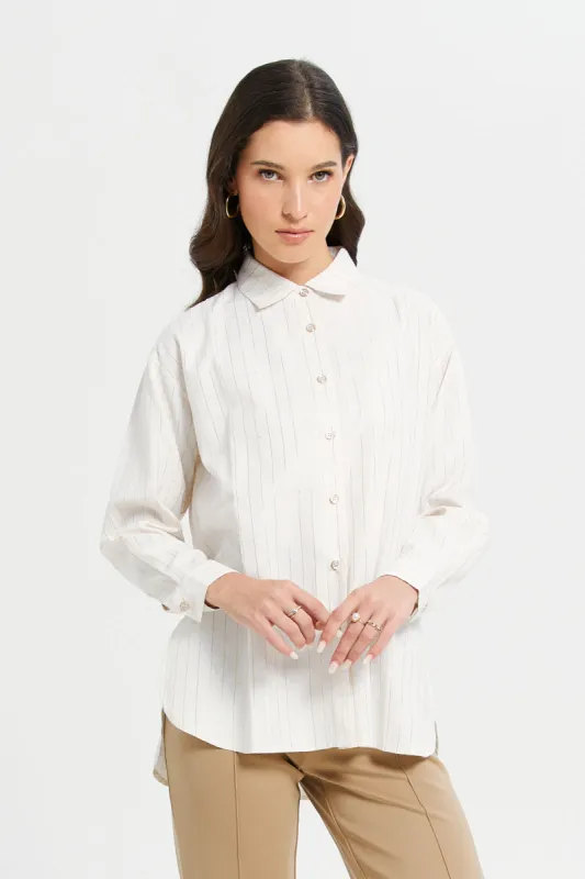 Women Ivory Striped Shirt sold by Redtag