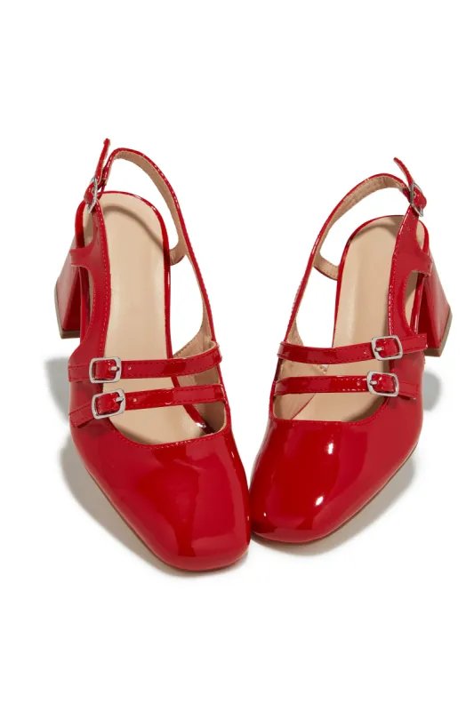 Elly Block Mid Heels - Red sold by Miss Lola