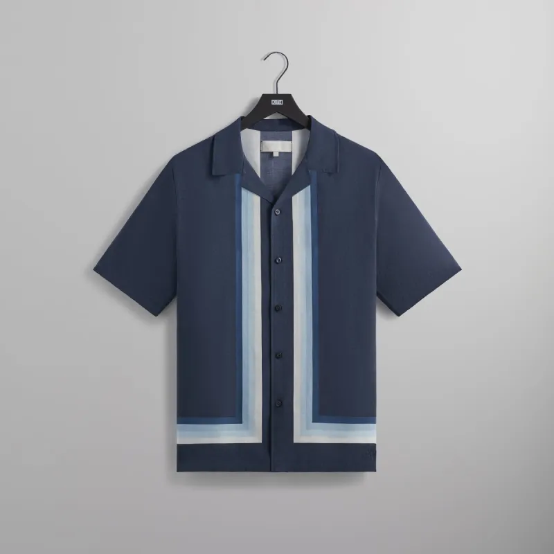 Kith Border Stripe Thompson Camp Collar Shirt - Nocturnal sold by Kith