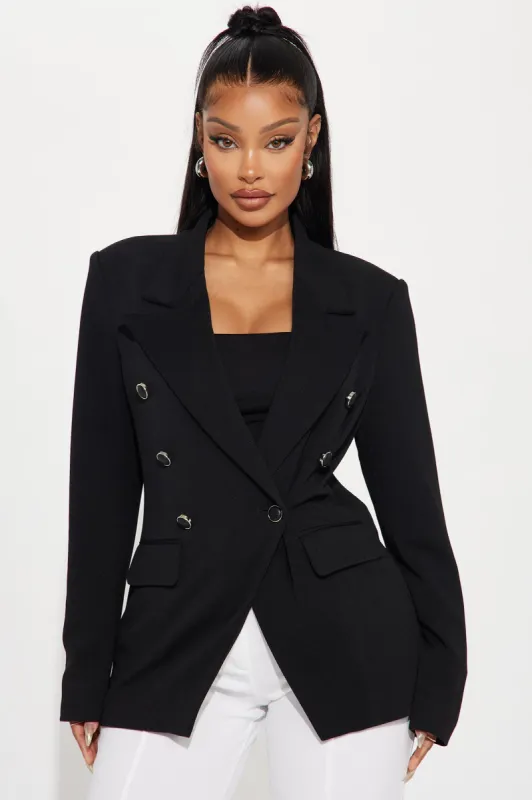 Leave It To Me Blazer - Black sold by Fashion Nova