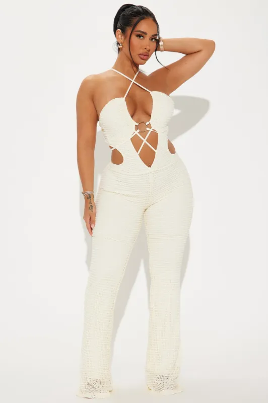 Island Dreams Crochet Jumpsuit - Cream sold by Fashion Nova