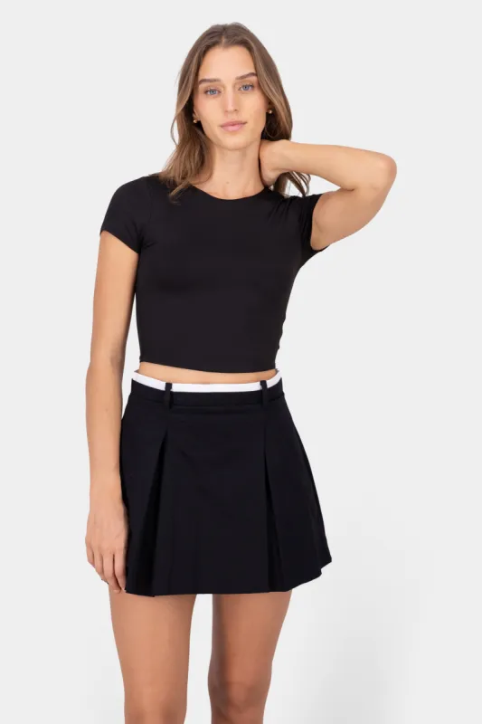 Top de doble tela con manga corta lisa sold by Shasa