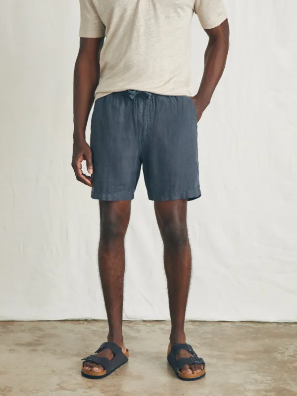 Essential Linen Short (6.5" Inseam) - Washed Black sold by Faherty