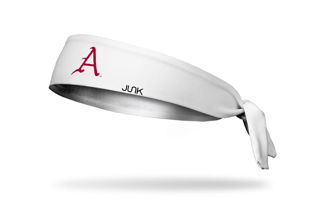 University of Arkansas: Baseball Logo White Flex Tie Headband sold by JUNK Brands