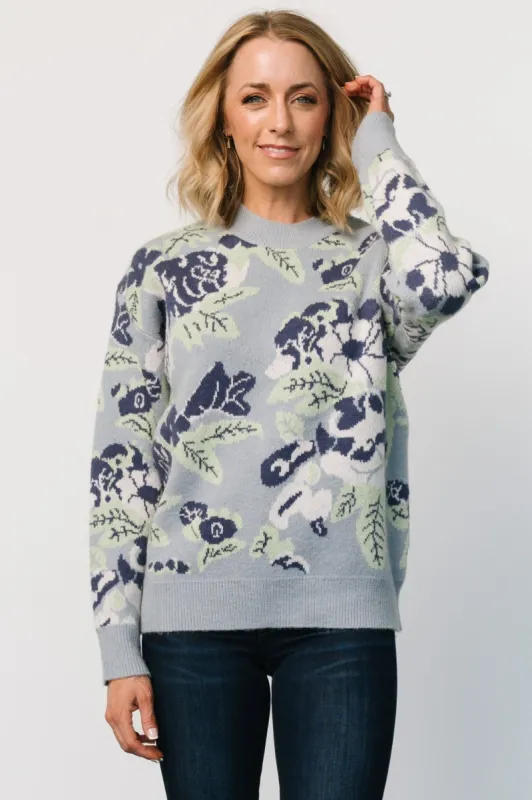 Munich Sweater | Light Blue Multi sold by Baltic Born