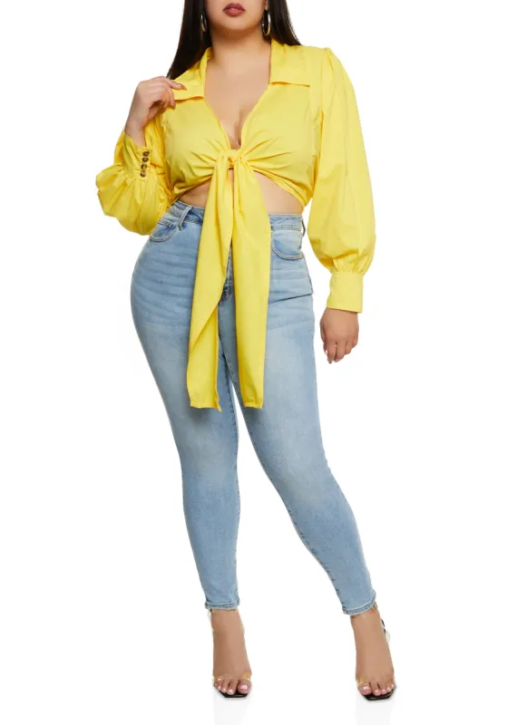 Plus Size Tie Back Wrapped Crop Top sold by Rainbow
