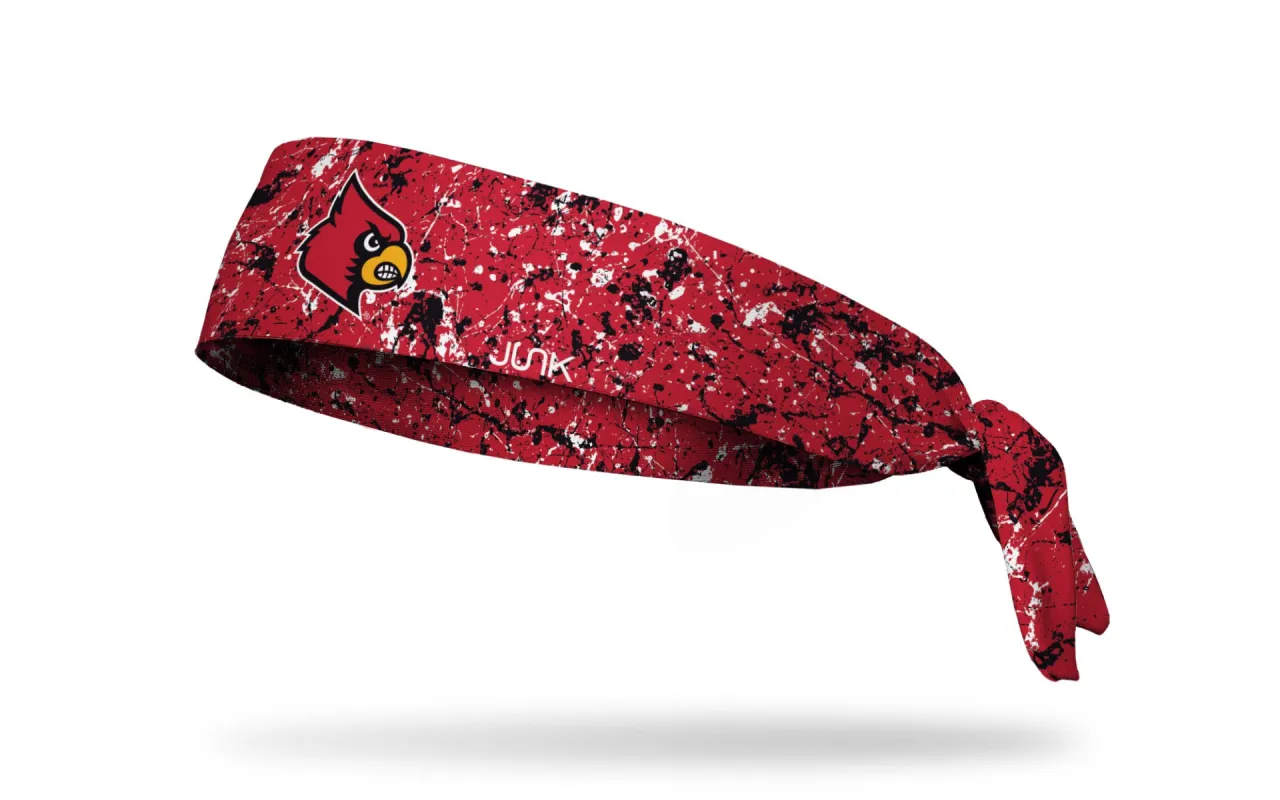 University of Louisville: Splatter Red Flex Tie Headband sold by JUNK Brands