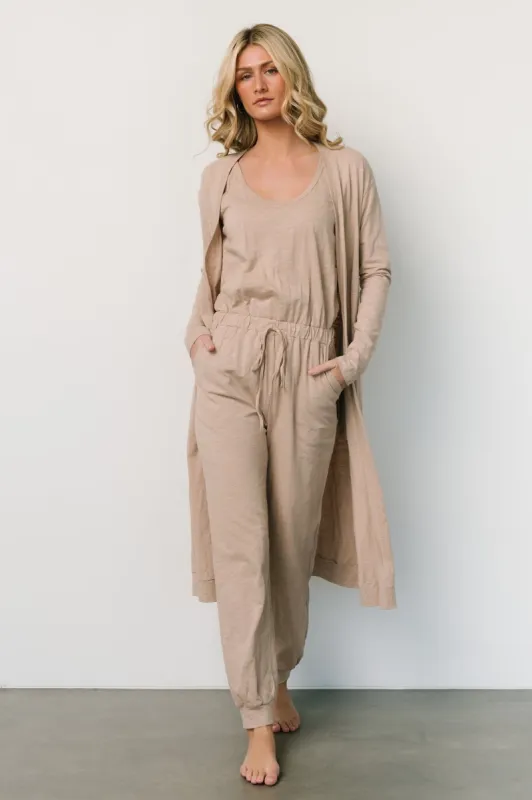 Janae Jumpsuit + Cardigan Set | Oatmeal sold by Baltic Born