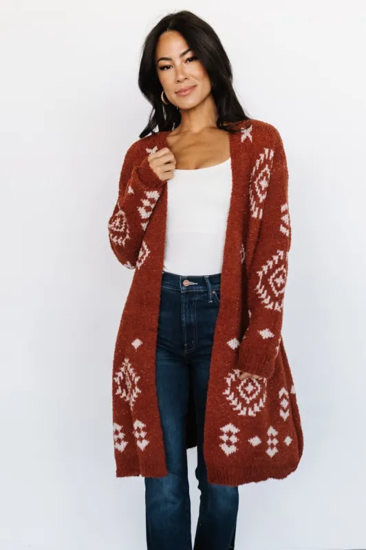 Missoula Oversized Cardigan | Rust + Beige sold by Baltic Born