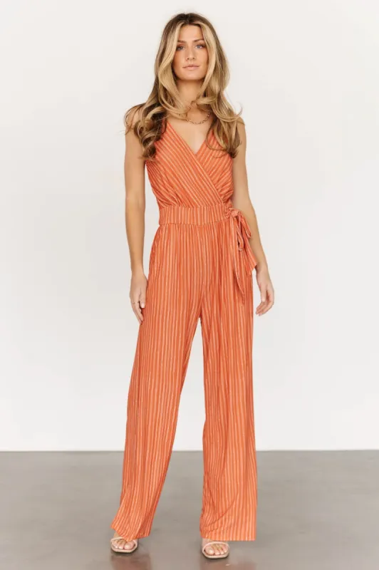 Zuri Tank Jumpsuit | Burnt Orange Stripe sold by Baltic Born