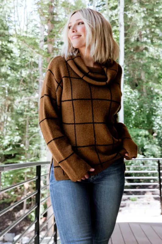 Birmingham Funnel Neck Sweater | Brown sold by Baltic Born