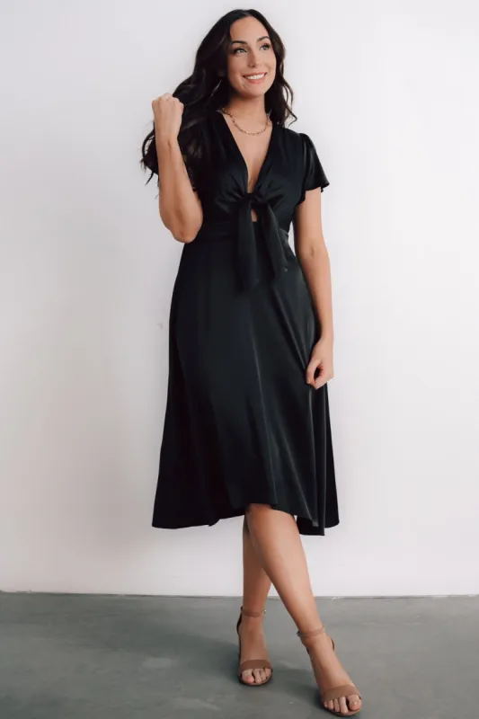 Poppy Satin Midi Dress | Black sold by Baltic Born