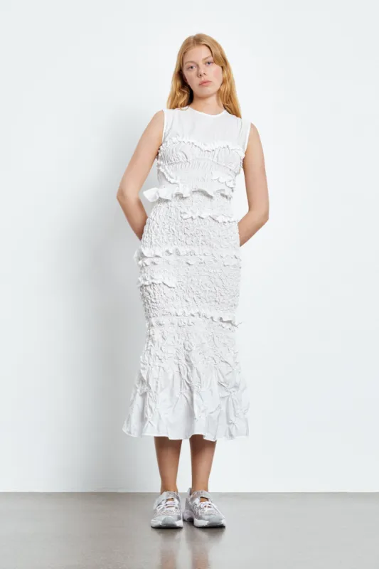 VANDA | DRESS PANSY SMOCK FAILLE WHITE sold by Cecilie Bahnsen