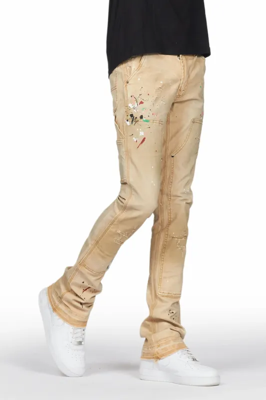Zoticus Beige Stacked Flare Jean sold by Rockstar Original