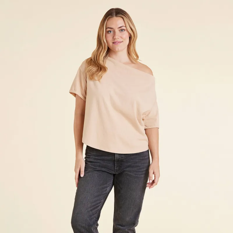 Vintage Cotton Off The Shoulder T-Shirt | Oat sold by nuuds