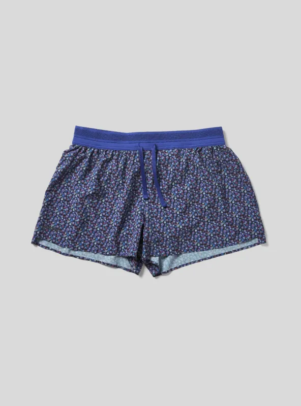 W's 3'' AFO Middle Short in Blue_Microfloralism sold by Janji