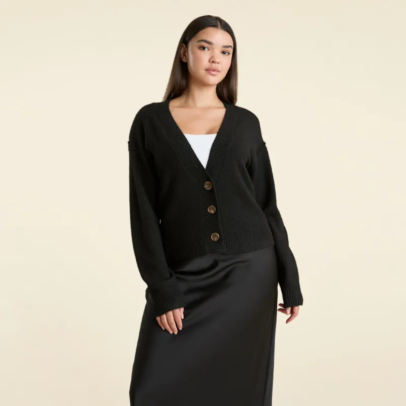 Cozy Knit Cardigan | Black sold by nuuds