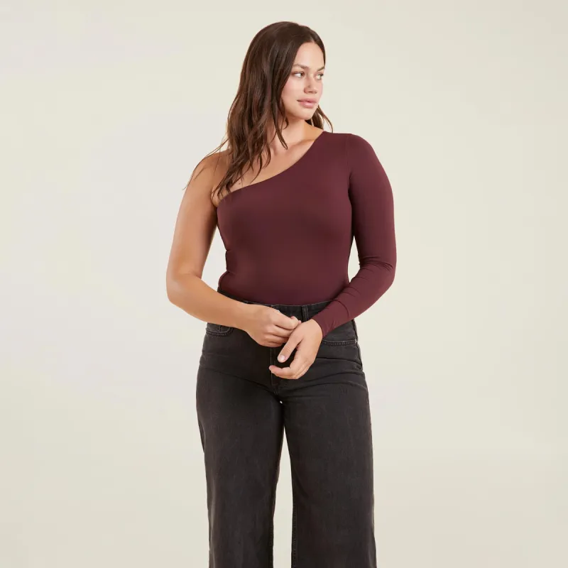 One Shoulder Bodysuit | Merlot sold by nuuds