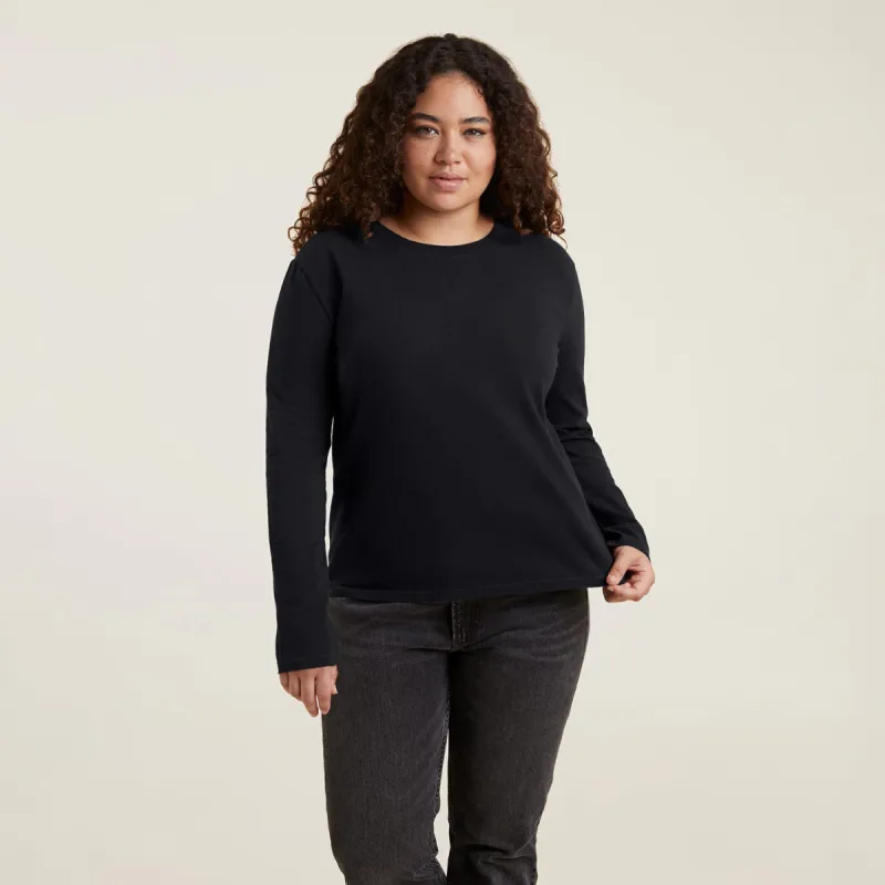 Vintage Cotton Long Sleeve Everyday T-Shirt | Black sold by nuuds