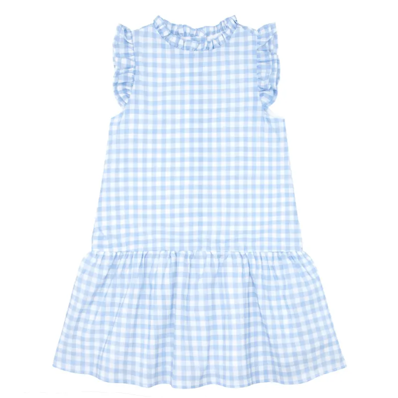 girls blue gingham drop waist dress sold by minnow