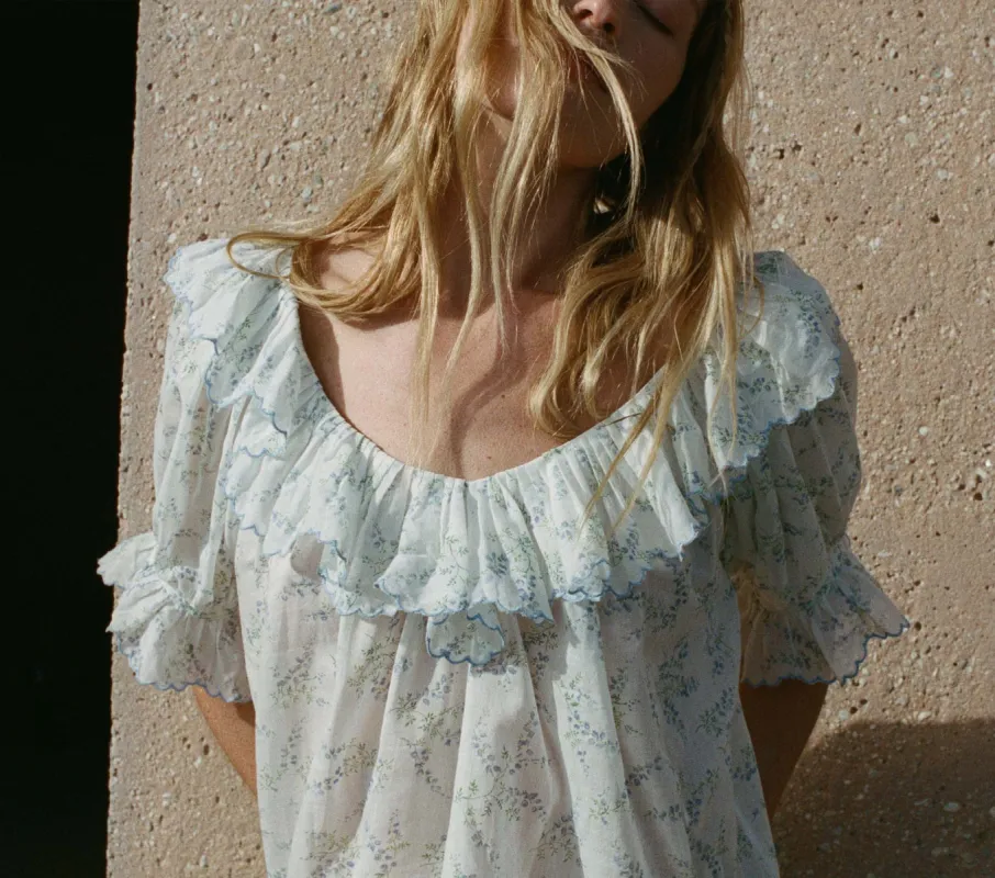 SAMARA TOP -- BLANC BLUEBELL BALLAD sold by Doen