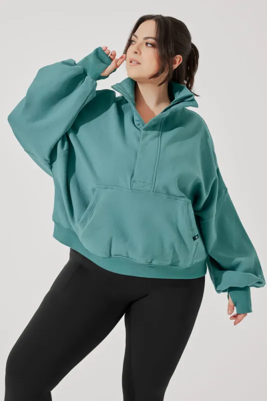 Ooey Gooey Half Zip Sweater - Turquoise | Parallel