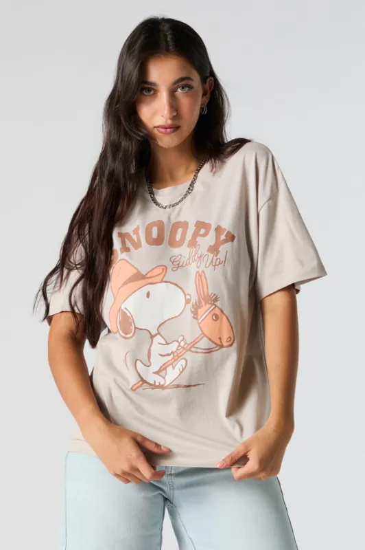 Snoopy Giddy Up Graphic Boyfriend T-Shirt sold by Charlotte Russe