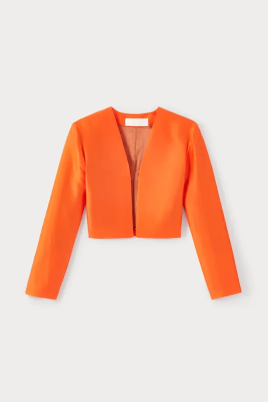 Orange Satin Cropped Jacket sold by DESTREE