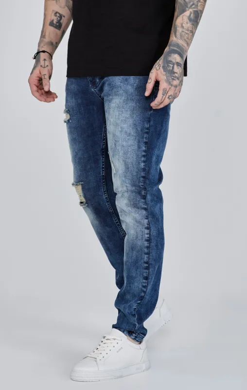 Blue Distressed Slim Fit sold by Siksilk