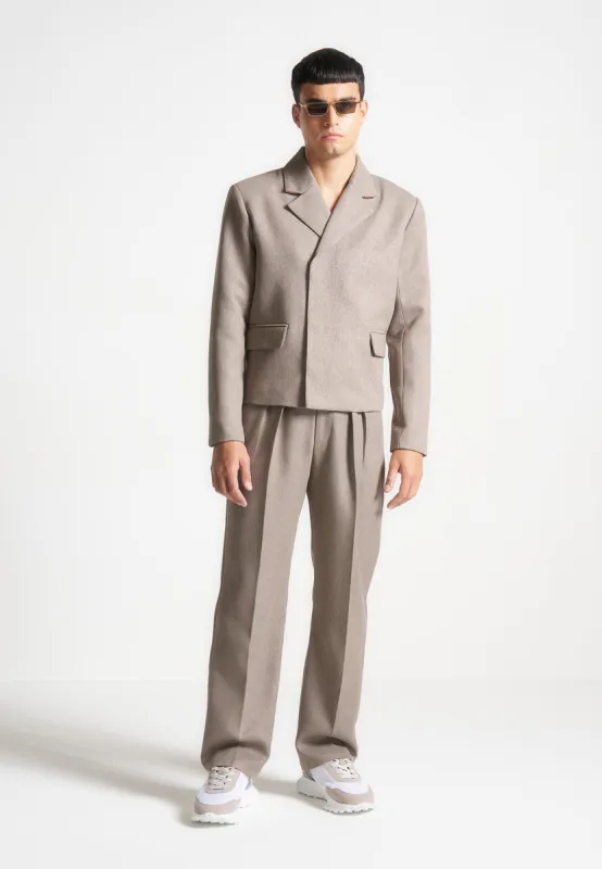 Hector - Double Breasted Tailored Cropped Blazer - Taupe sold by Maniere De Voir