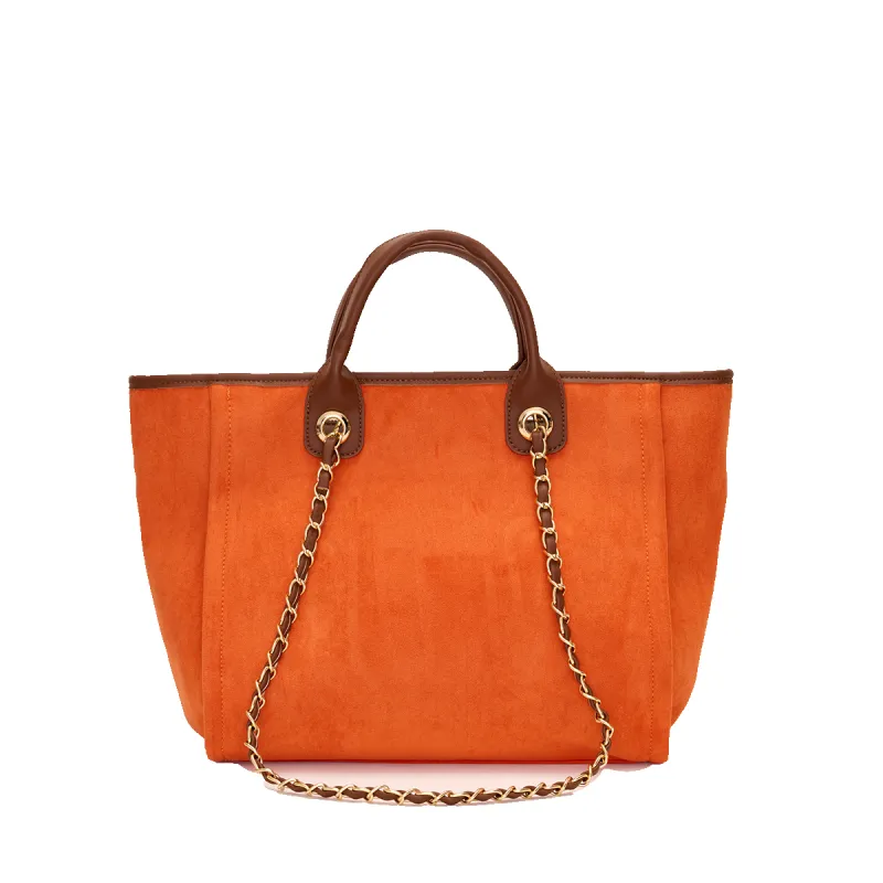 Medium Orange Velvet Tote sold by Lily and Bean