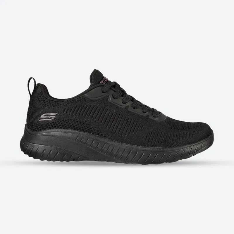 Womens Wide Fit Skechers Bobs Squad Chaos Face Off 117209 Vegan Trainers - Black sold by Wide Fit Shoes