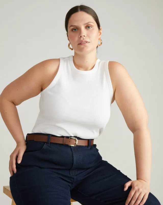 Cai High Neck Ribbed Tank - White sold by Universal Standard