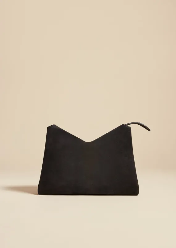 Lina Crossbody Bag in Black Suede sold by KHAITE