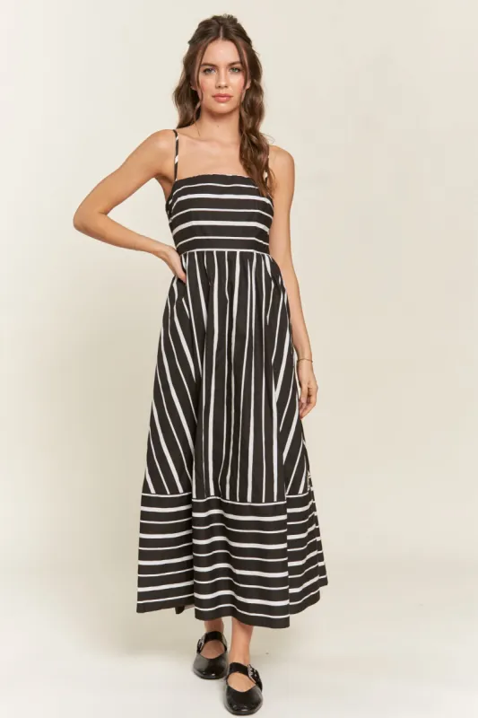 Black Striped Back Cutout Dress sold by Pinkblush