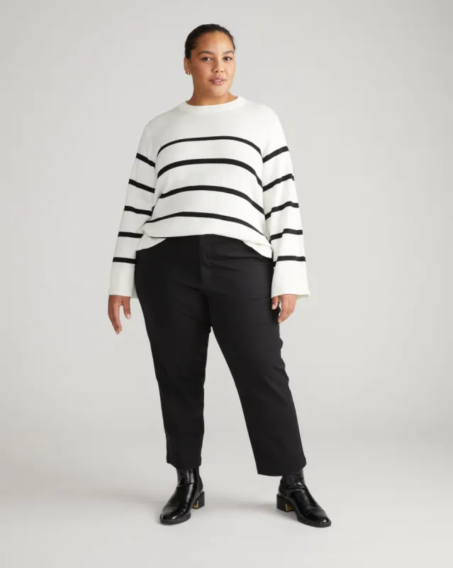 Bardot Wide Sleeve Cotton Sweater - Cream/Black Stripe sold by Universal Standard