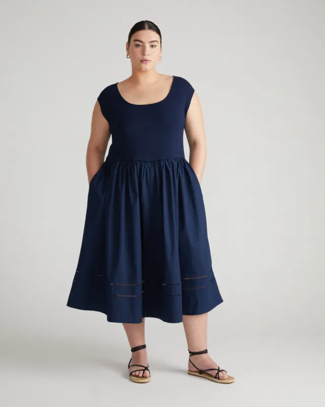 Chloe Combo Dress - Classic Navy | Parallel