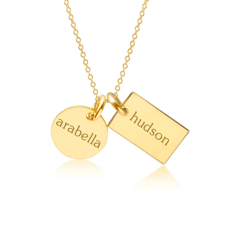 Gold Circle & Mini Dog Tag Necklace sold by Tiny Tags